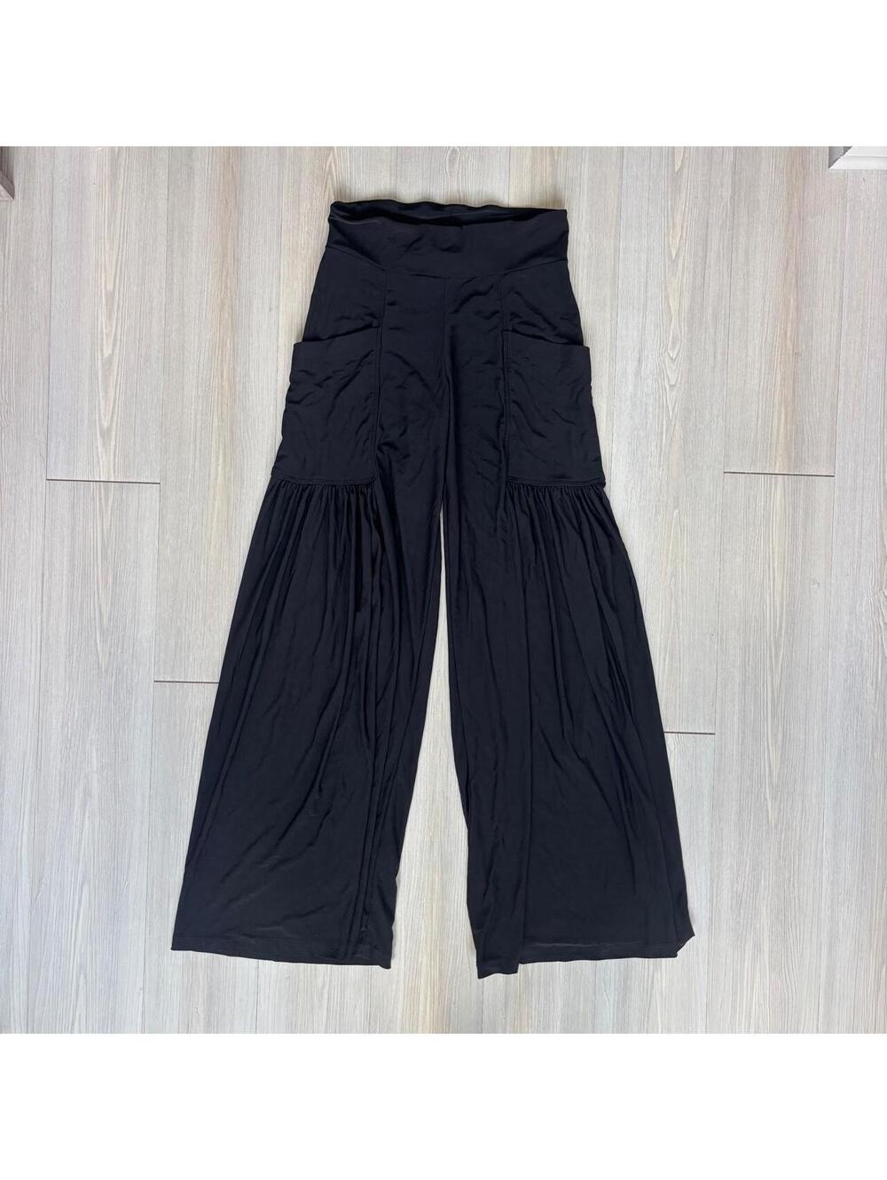 Last Tango Black Wide Leg Palazzo Pants Pocket Detail Elastic Waist Stretch